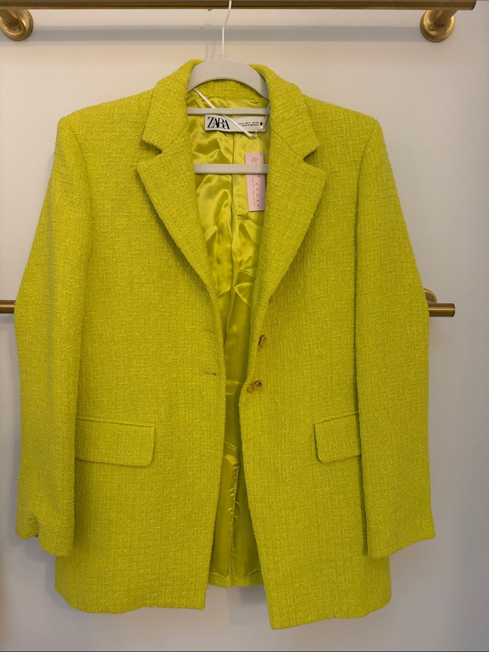 Zara Lime Green Tweed Blazer